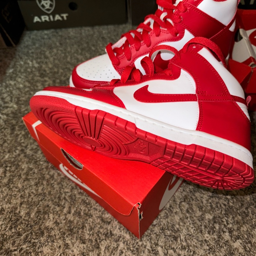 Nike Red and White High-Top Sneakers